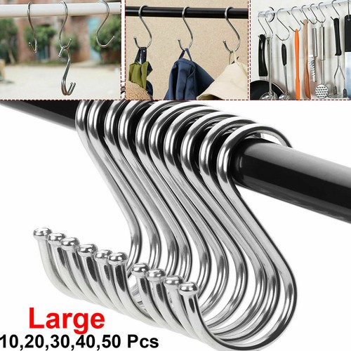 10Pcs S Hooks Stainless Steel Kitchen Meat Pan Utensil Clothes Hanger Hanging UK - Picture 13 of 13