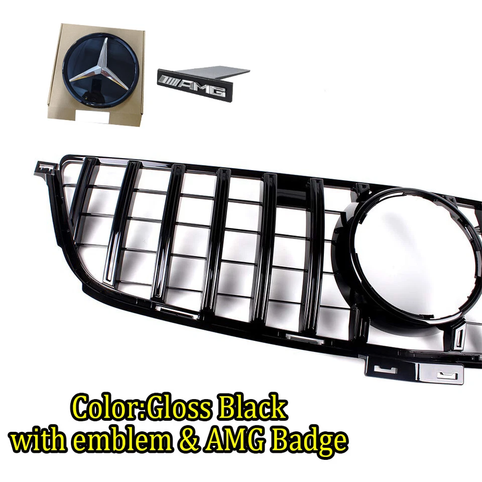 GT R Grill W/emblem For 2012-2015 Mercedes Benz W166 ML-CLASS Grille Black Mesh - Image 4 of 4