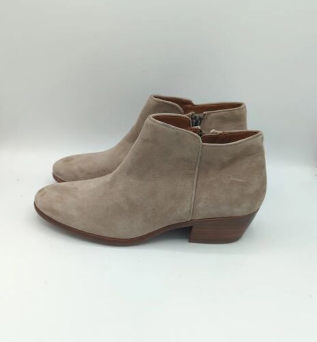 Women's Sam Edelman Size 7M Tan Grey Ankle Suede Leather Boots Pre Owned  - Picture 1 of 11