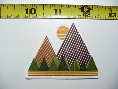 MOUNTAINS TREES DECAL STICKER HIKING CAMPING WOODS NATURE HIKE