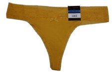 NWT No Boundaries Women's Micro  Lace Thong Panties 3XL 21 Yellow Wide Band