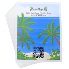 100 Piece Edible Rectangle Wafer Paper Pack, 8" by 11", White