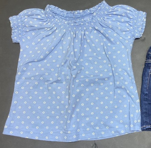 Girl's Gap Outfit size 5 - Light Blue Daisy Top w/Jean Skirt EUC - Picture 2 of 7