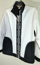 Allison Daley White & Black Zip Front Jacket Sz 10 Fully Lined NWOT Nautical