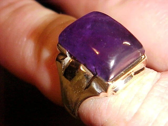 10K YEL GOLD 15.29ct GEN AMETHYST GEMSTONE RING  9.47g SZ 8.5  RARE COLOR CHANGE - Image 3 of 4