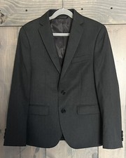 LAUREN RALPH LAUREN Boys Solid Classic Suit Jacket Coat Blazer 12R Dark Gray NEW