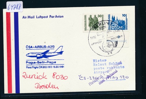 64788) DDR CSA FF Berlin - Prag 16.2.91, Karte