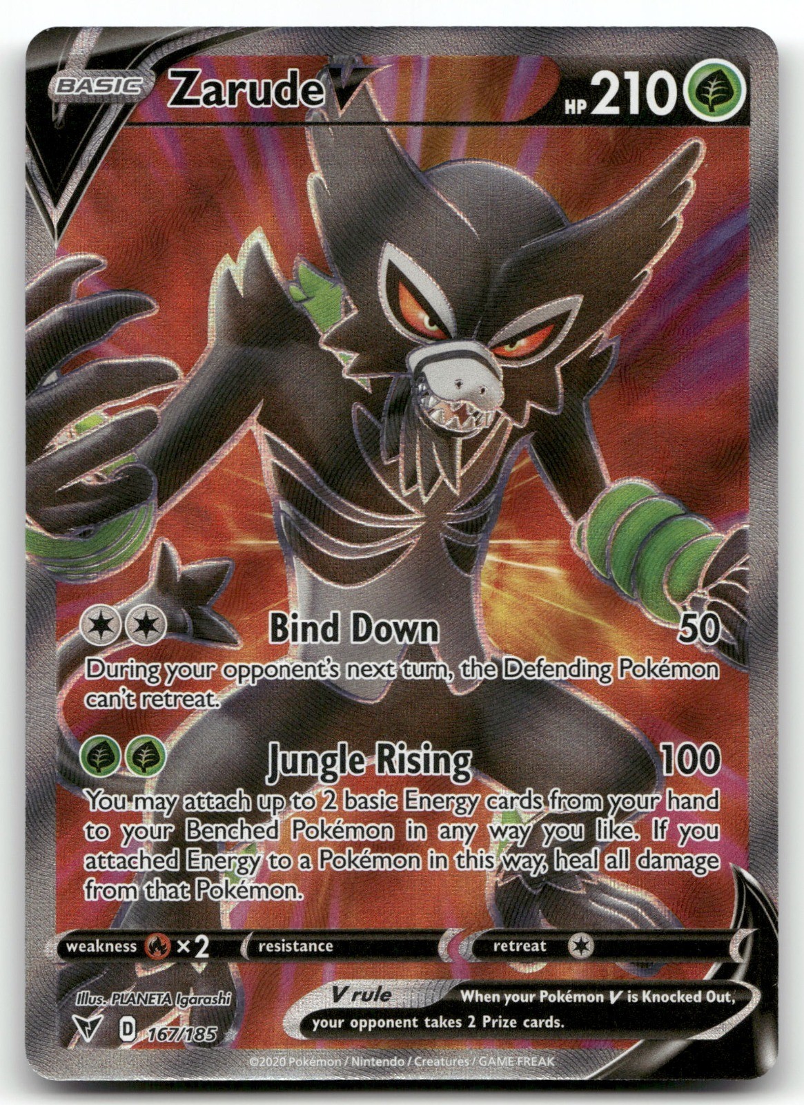 Zarude V (Full Art) Holo Ultra Rare 167/185 SWSH04: Vivid Voltage NM
