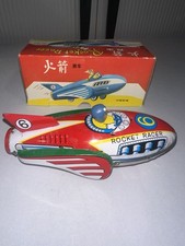 Vintage Rocket Racer Tin Friction Toy Made in China with Original Box. Nice   C