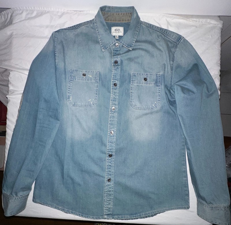Ecko Unltd Denim Shirt Men's Size XLARGE with Elbow Patches Classic Fun