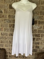 Jones New York Slip Dress Nightgown White Satin Lace Lingerie Women Sz M NWT