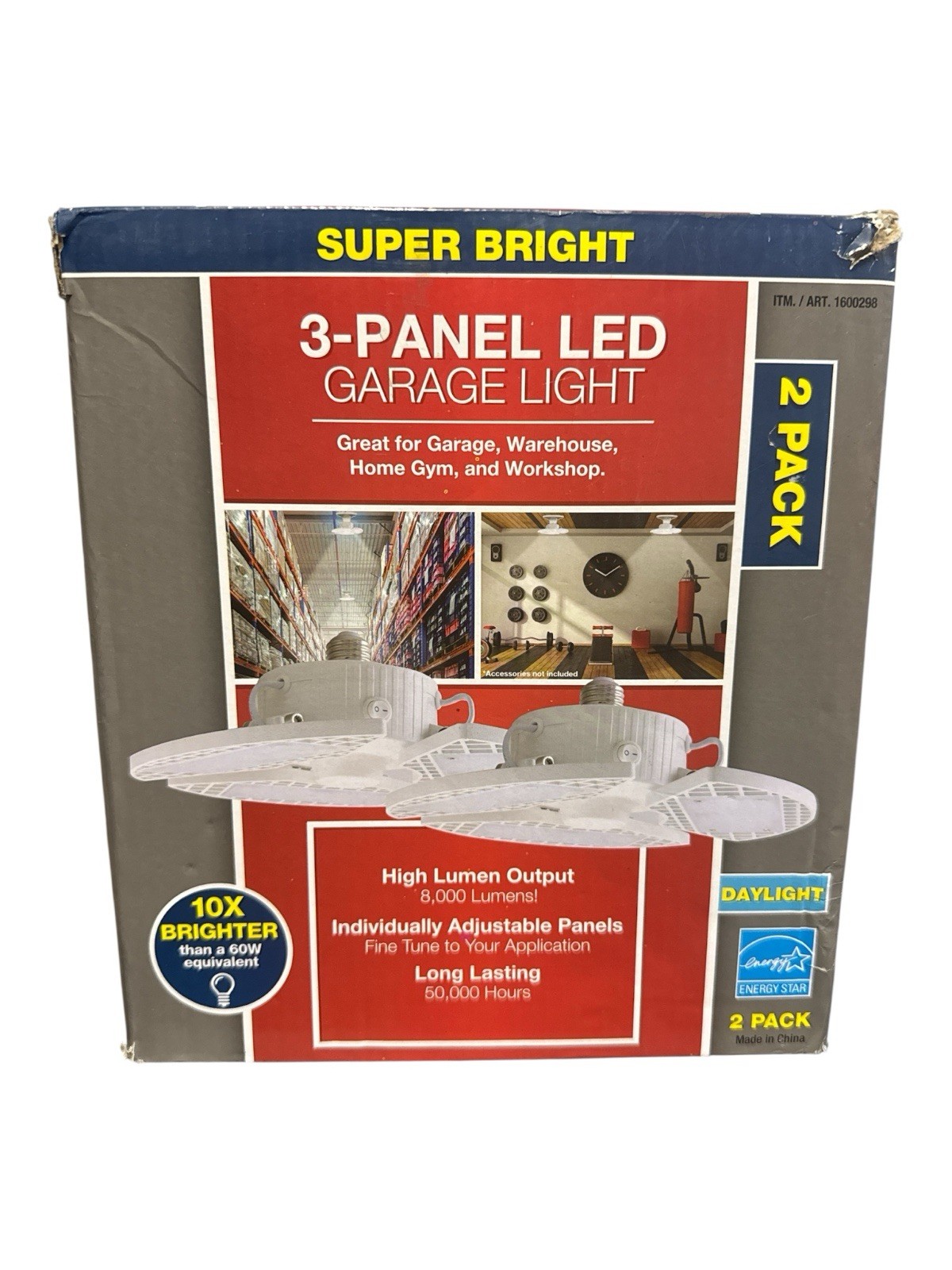(2 pack) 3-Panel 8000 Lumens, Direct LED Retro-Fit Indoor Garage Work Light NOS✅