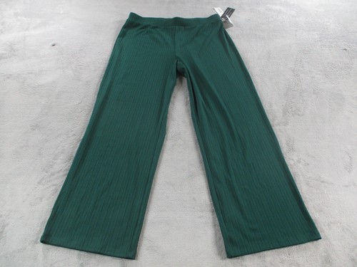 Investments Pants Womens Medium Green Pull On Ribbed Stretch Wrinkle Resistant