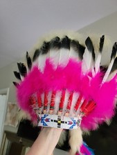 Native American hand-made Indian Headdress with Case from 70s