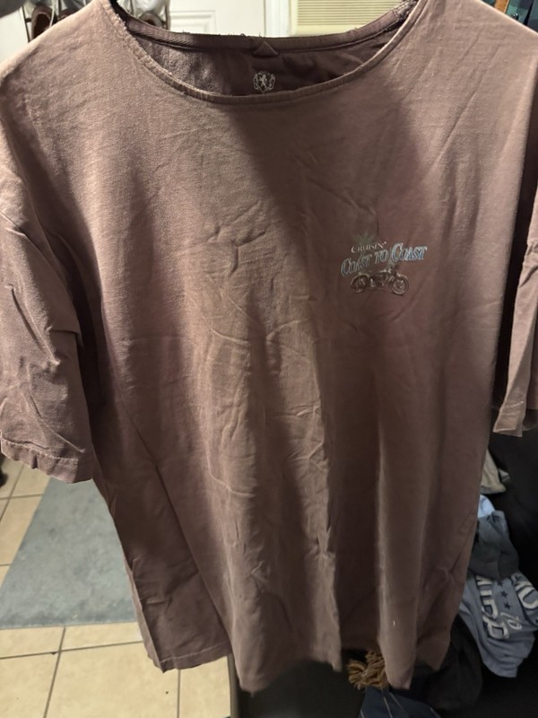 Covington Men's L/XL Brown Cotton Crew Neck Short Sleeve Motorcycle Graphic Tee