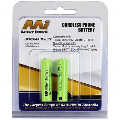 MI Battery Experts GP60AAAHC-BP2 Consumer Rechargeable AAA NiMH Battery (2pcs)