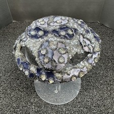 Vtg Margaret's Hat Cap Fitted One Size Blue Embellished Sequin Special Occasion