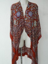 FREE PEOPLE Flowing Magic Dance Rust Multi Print Kimono BoHo Hippie ONE SIZE