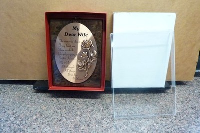 My Dear Wife 8 x 6  inch Vintage Copper tone Rose & poem Plaque.