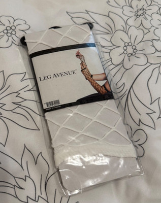NEW LEG AVENUE WHITE  FENCE NET FINGERLESS ARM WARMERS - WOMENS ACCESSORIES