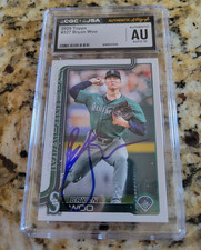 Bryan Woo Signed 2025 Topps #327 Seattle CGC w/ JSA AUTO 10