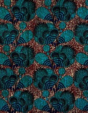 African Print Fabric/ Ankara - Blue, Green, Brown 'After Harmattan', 1 Yard