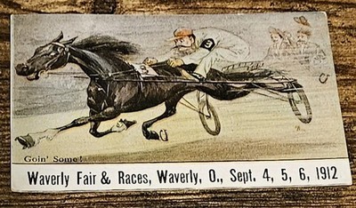 1912 Waverly Ohio Fair Harness Hirse Race Postcard Great Art!!