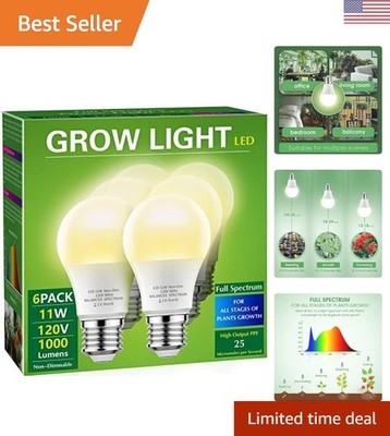 Energy-Saving 11W Full Spectrum Grow Light Bulbs   Natural White (6 Pack)