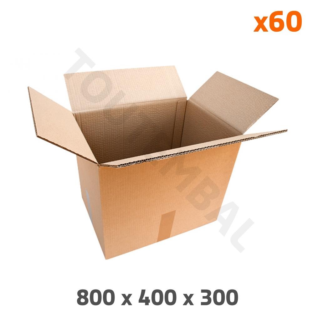 Carton double cannelure 800x400x300 mm lot de 60 caisses de déménagement brun kraft