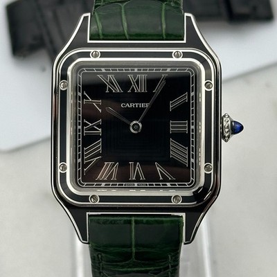 2023 Cartier Santos Dumont Large Black Lacquer Manual WSSA0046 Watch Full Set+