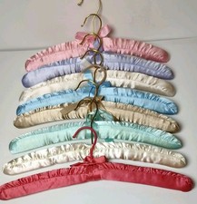 Satin Padded Pastel Clothing Hangers Lingerie Vintage Boho Lot Of 8