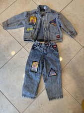 Kids Vintage 90&rsquo;s Lego Maniac Denim Jean Jacket And Pants Acid Wash Lego