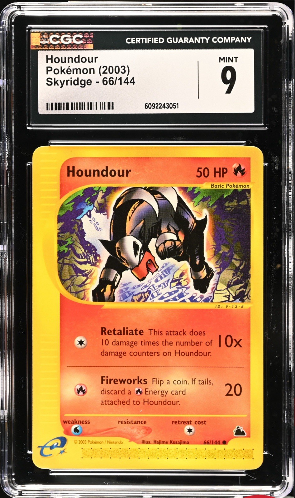 CGC 9 MINT Houndour 66/144 Skyridge 2003 WOTC Pokemon E Series