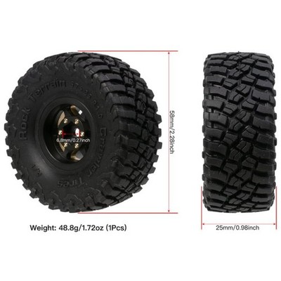 KEEDA Pneus Et Jantes RC 57 Mm – Micro Beadlock 1/18 TRX4M, 1/24 SCX24, FMS FCX24 – Jante Alu Dorée – Lot 4 Roues