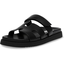 NWT Steve Madden Women's Mayven Slide Sandal, Black Leather, 7.5