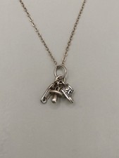 Vtg 925 Sterling Silver Pacifier Safety Pin Boot Pendant Chain Link Necklace