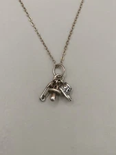 Vtg 925 Sterling Silver Pacifier Safety Pin Boot Pendant Chain Link Necklace