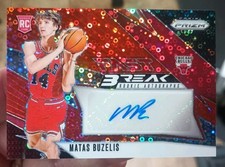 Matas Buzelis 2024-25 Panini Prizm Fast Break Auto Red Disco /75 Rookie RC Bulls