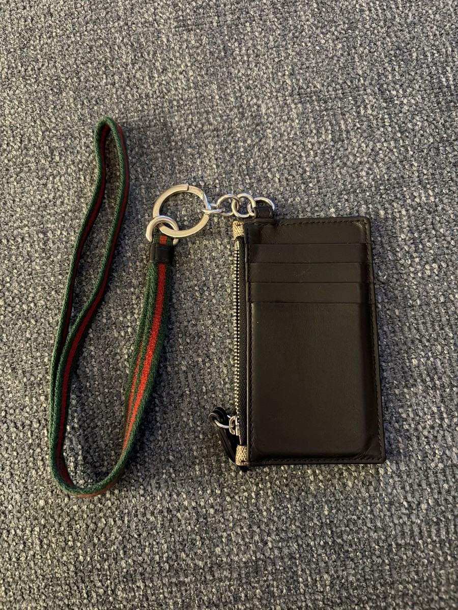 Gucci GG Supreme Monogram Kingsnake Lanyard Coin Case Card Holder