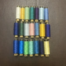 {MC5} USED LOT 21 Mettler Stickgarn Cotton Embroidery Thrd Asstd Colors VTG 200m