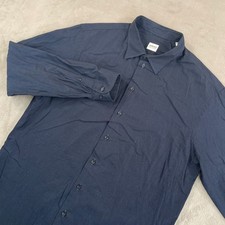 Armani Collezioni Shirt Men XL Navy Blue Long Sleeve Designer Logo Buttons