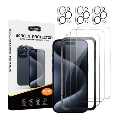   3x Display Panzerfolie + 3x Kamera Schutzglas iPhone 14 15 16 Pro Max Plus