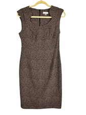 Calvin Klein Animal Print Tank Dress Brown 10 Work Wear Classic Chic Preppy Bold