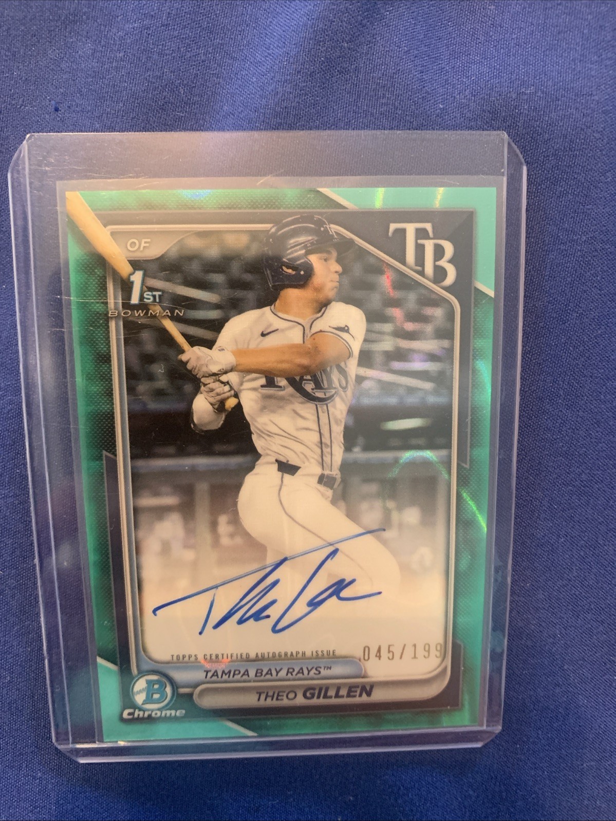 2024 Bowman Draft Baseball Theo Gillen Aqua Lava Refractor Auto /199 Rays