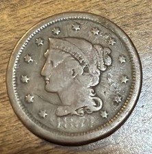 1854 Philadelphia Mint Copper Braided Hair Large Cent