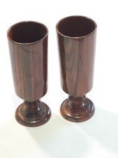 Pair of Hand-Turned Honduran Mahogany Wooden Goblets Artisan Crafted Chalices
