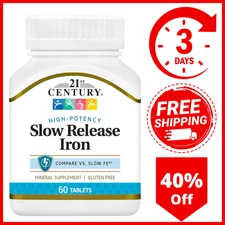 21st Century Slow Release Iron Tablets, 60 Count