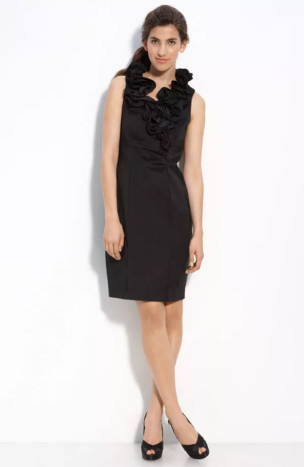 Sleeveless Ruffle-Trim Sheath Dress for Women