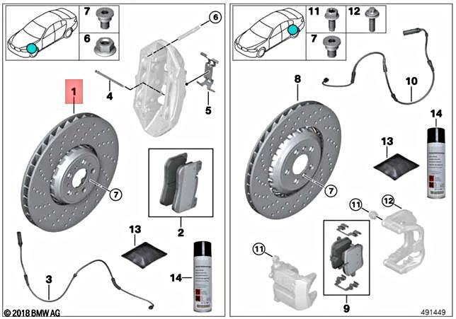 Genuine BMW M3 G80 BRAKE DISC VENTILATED PERFORATED LEFT 400X38 