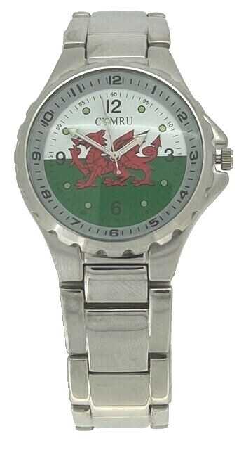 Cymru Gents Flag Of Wales Metal Sports Quartz Wrist Watch by Westime